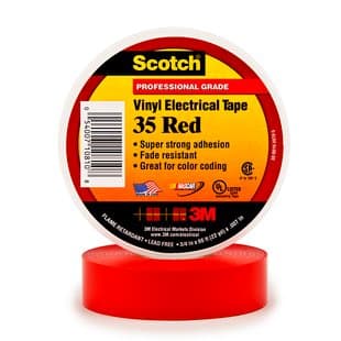 SCOTCH VINYL COLOR CODING ELECTRICAL TAPE 35, 3/4 IN X 66 FT, RED, 10 ROLLS/CART