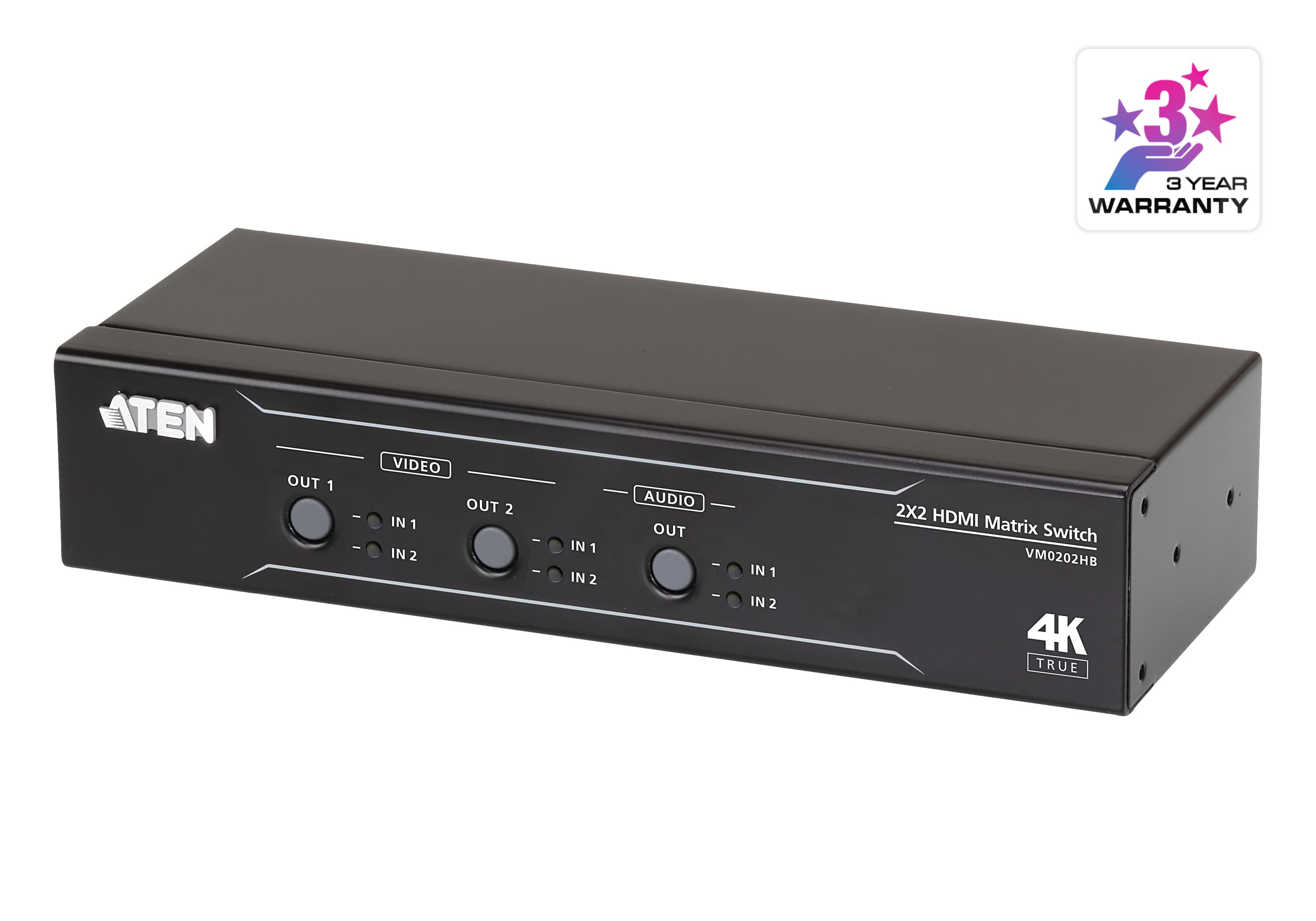 2X2 TRUE 4K HDMI MATRIX SWITCH WITH AUDIO DE-EMBEDDER