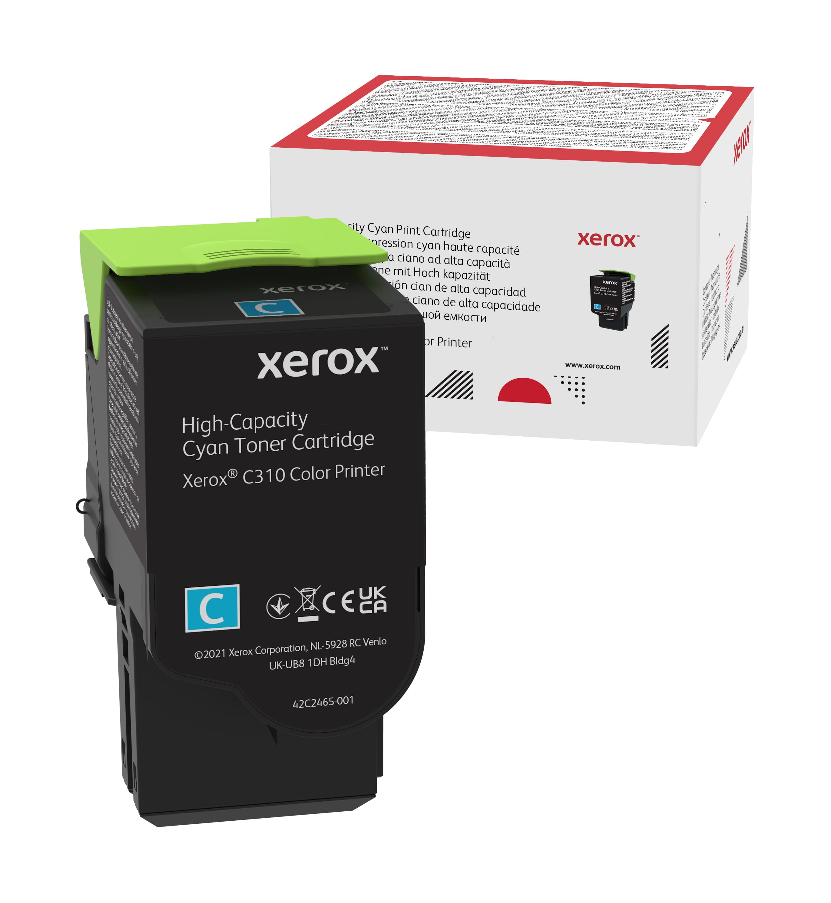 Genuine Xerox Cyan High Capactiy Toner Cartridge, Xerox C310 Color Printer, (US
